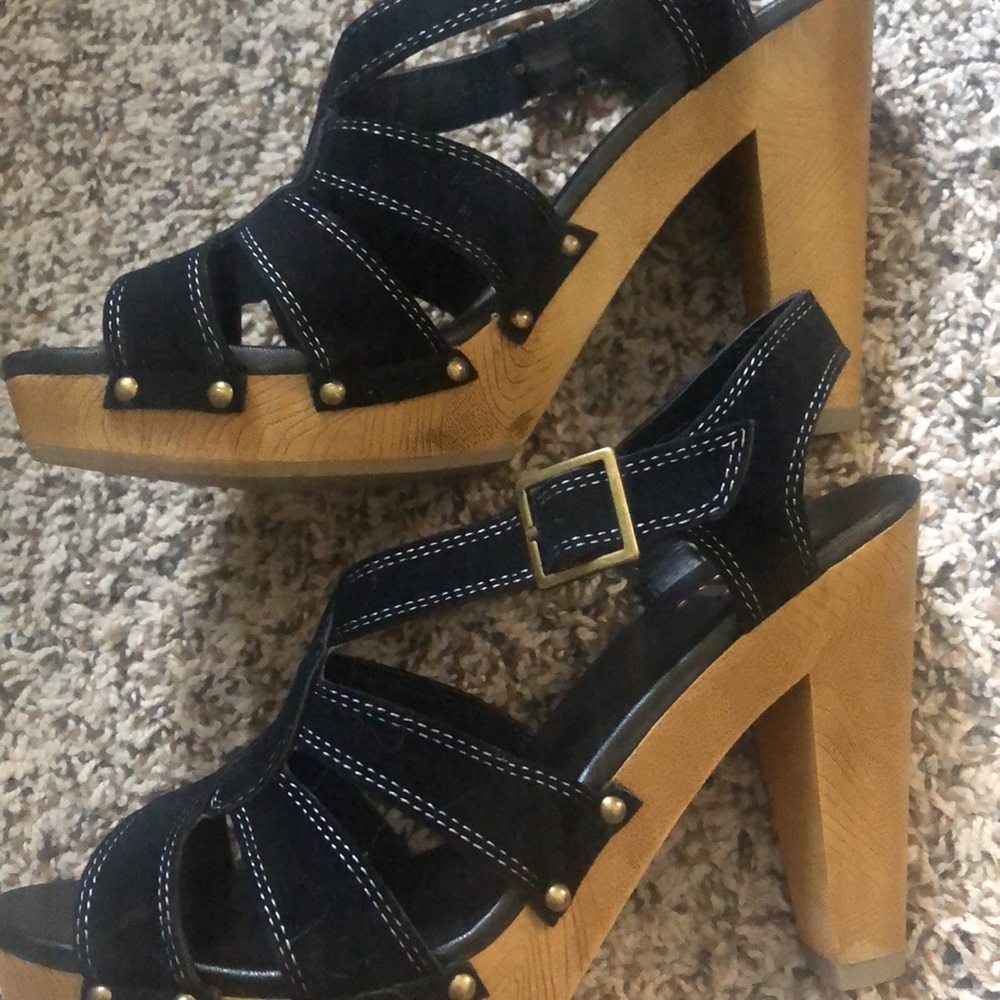 L.E.I black 3” heels, ankle strap